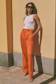 Reiss Orange Hollie Wide Leg Linen Trousers - Image 3 of 7