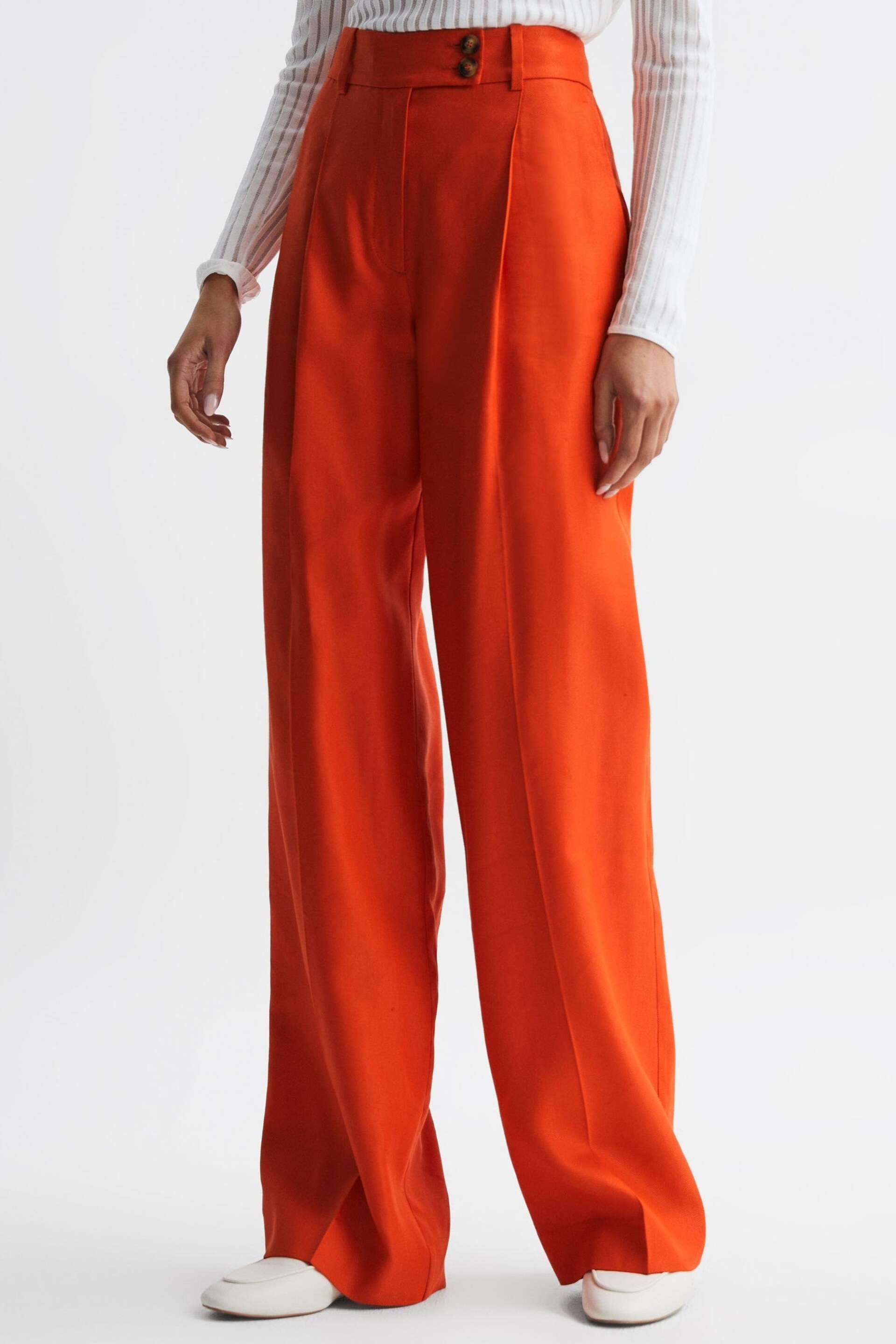 Reiss Orange Hollie Wide Leg Linen Trousers - Image 4 of 7