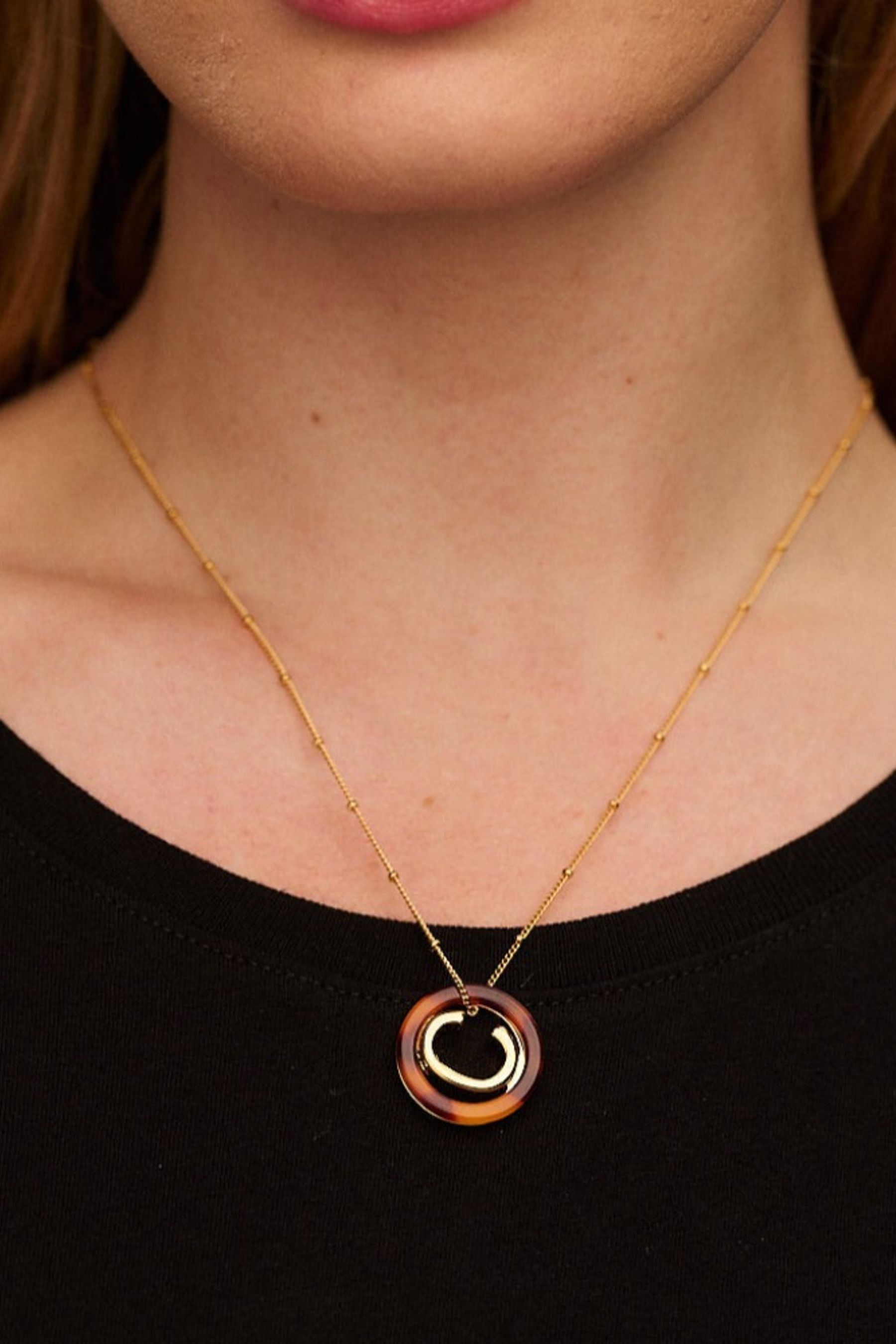 Buy Orelia London 18K Gold Resin Initial C Satelite Chain Necklace Tortoise from Next Ireland