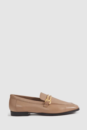 Reiss Nude Angela Leather Rounded Loafers