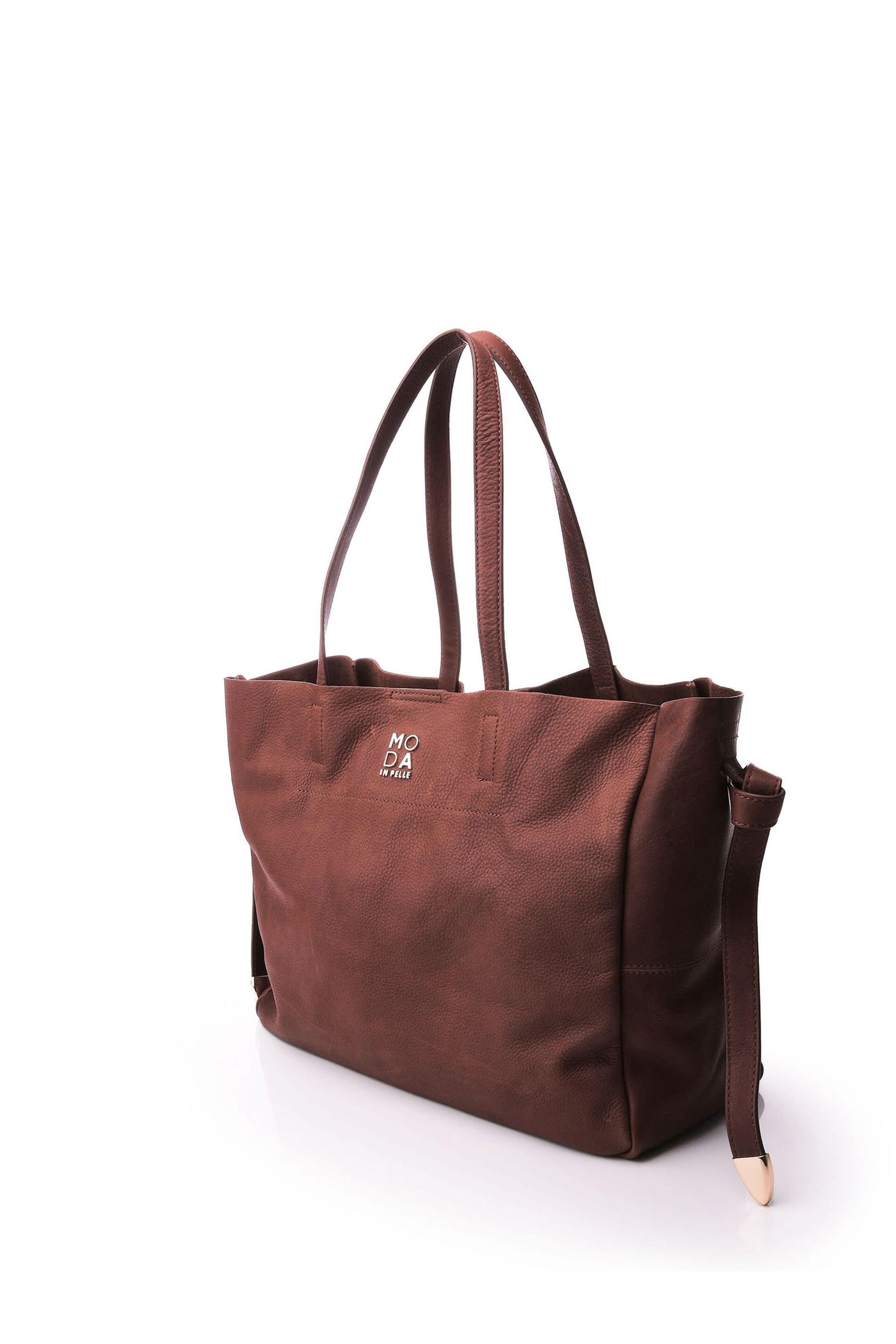 Moda in Pelle Natural Large Leather Tote - Image 3 of 5