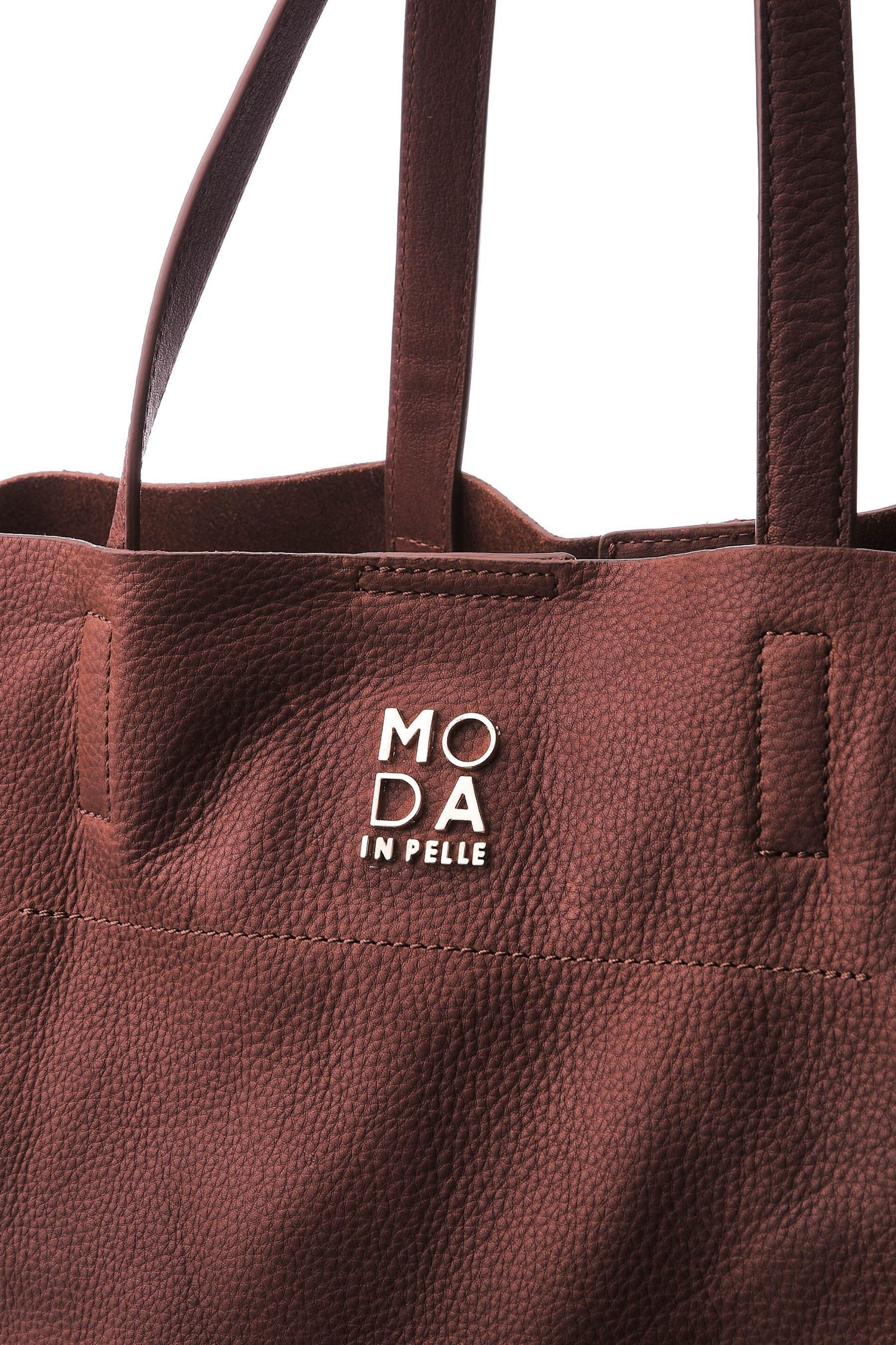 Moda in Pelle Natural Large Leather Tote - Image 5 of 5