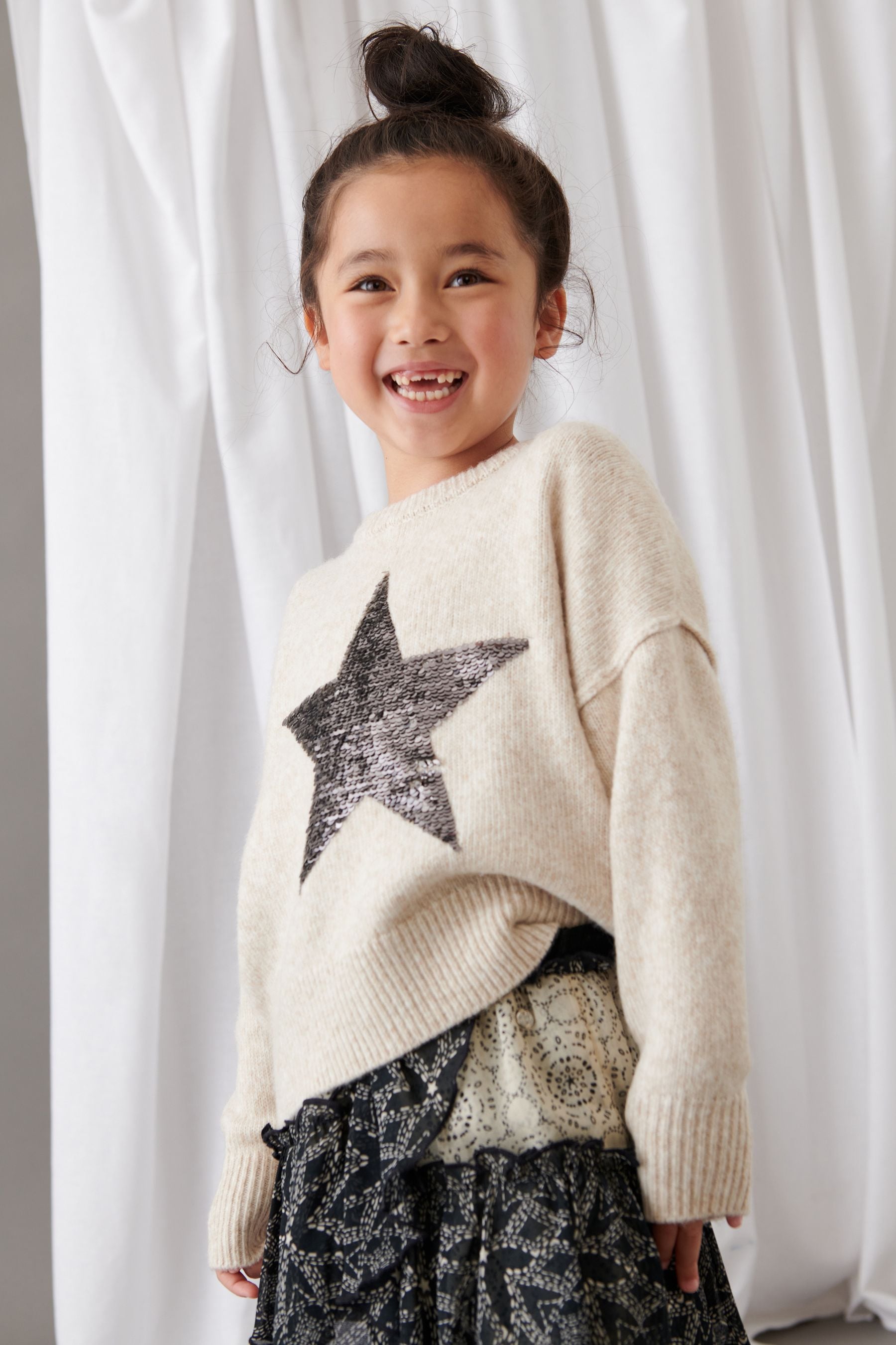 Buy Mint Velvet Oatmeal Sequin Star Knit Jumper from Next Luxembourg