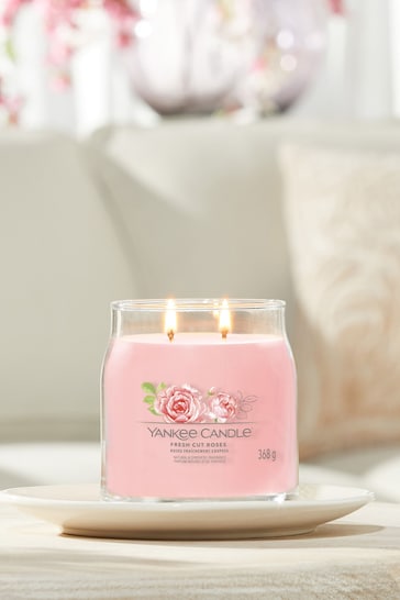 Yankee Candle Pink Signature Medium Jar Scented Candle Fresh Cut Roses