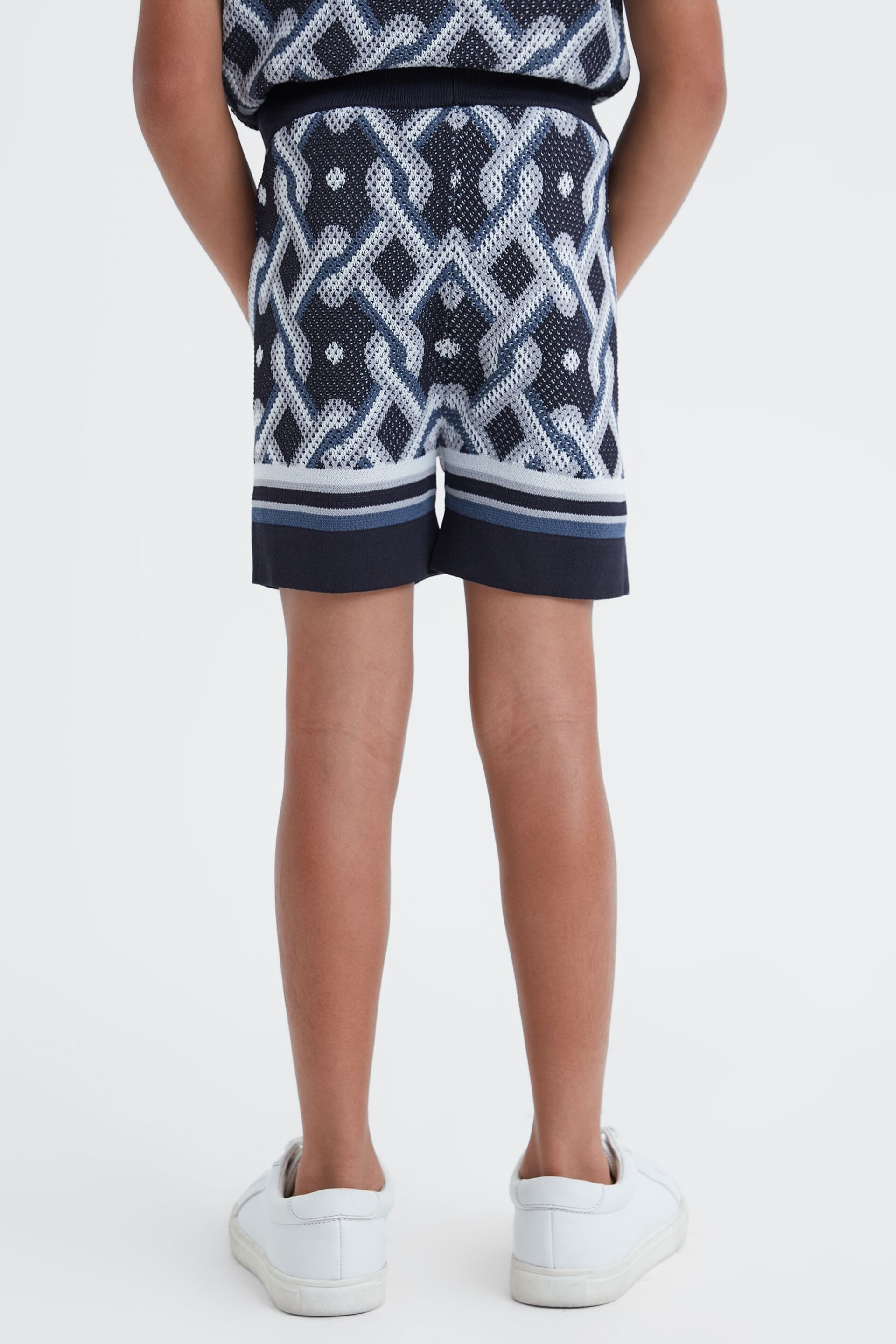 Reiss Navy Multi Jack Junior Knitted Elasticated Waistband Shorts - Image 5 of 6