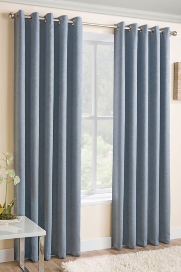 Enhanced Living Duck Egg Blue Vogue Ready Made Thermal Blackout Eyelet Curtains