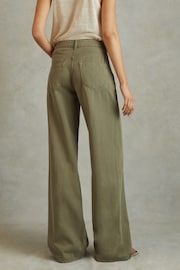 Reiss Khaki Colorado Garment Dyed Wide Leg Trousers - Image 4 of 5