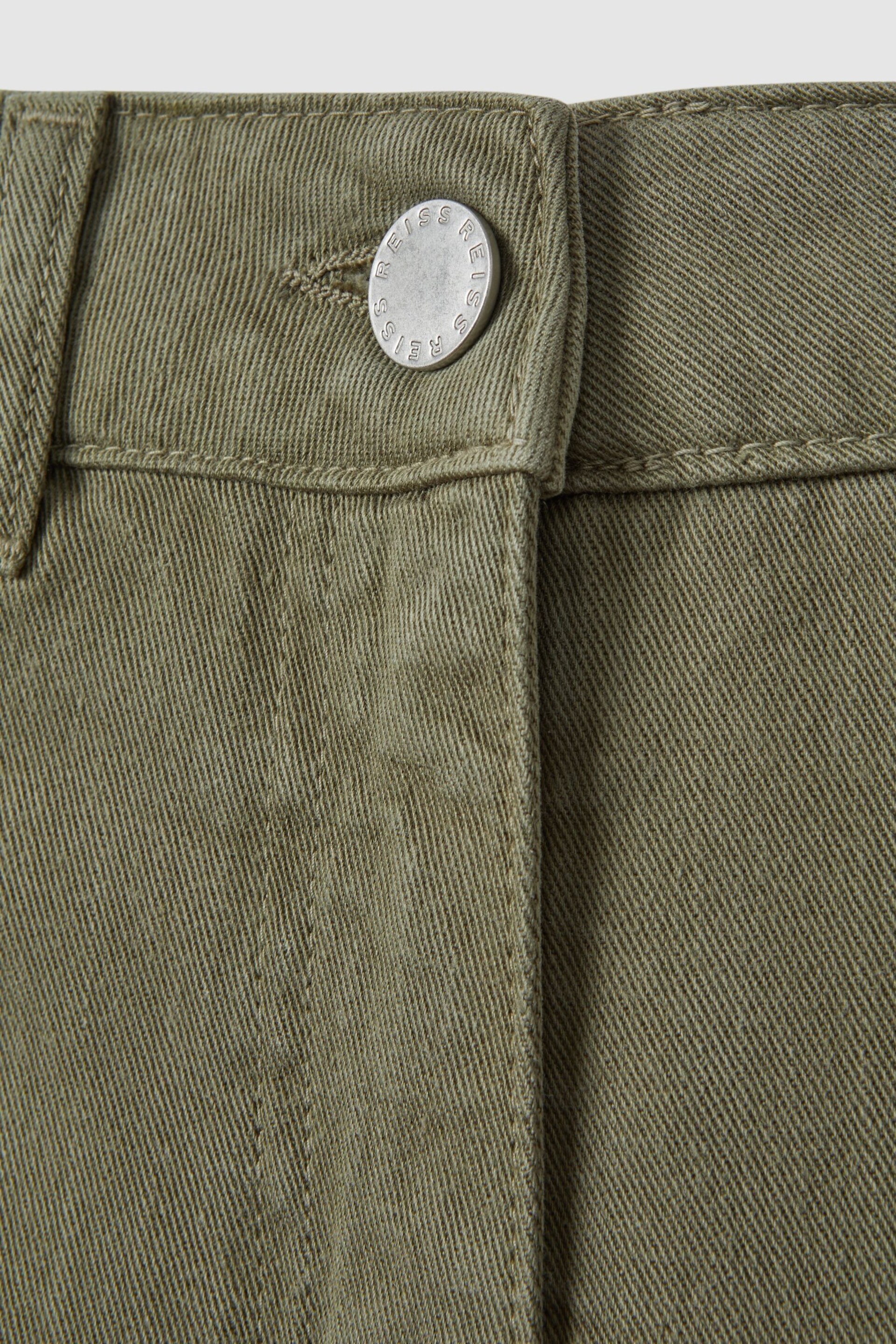 Reiss Khaki Colorado Garment Dyed Wide Leg Trousers - Image 5 of 5