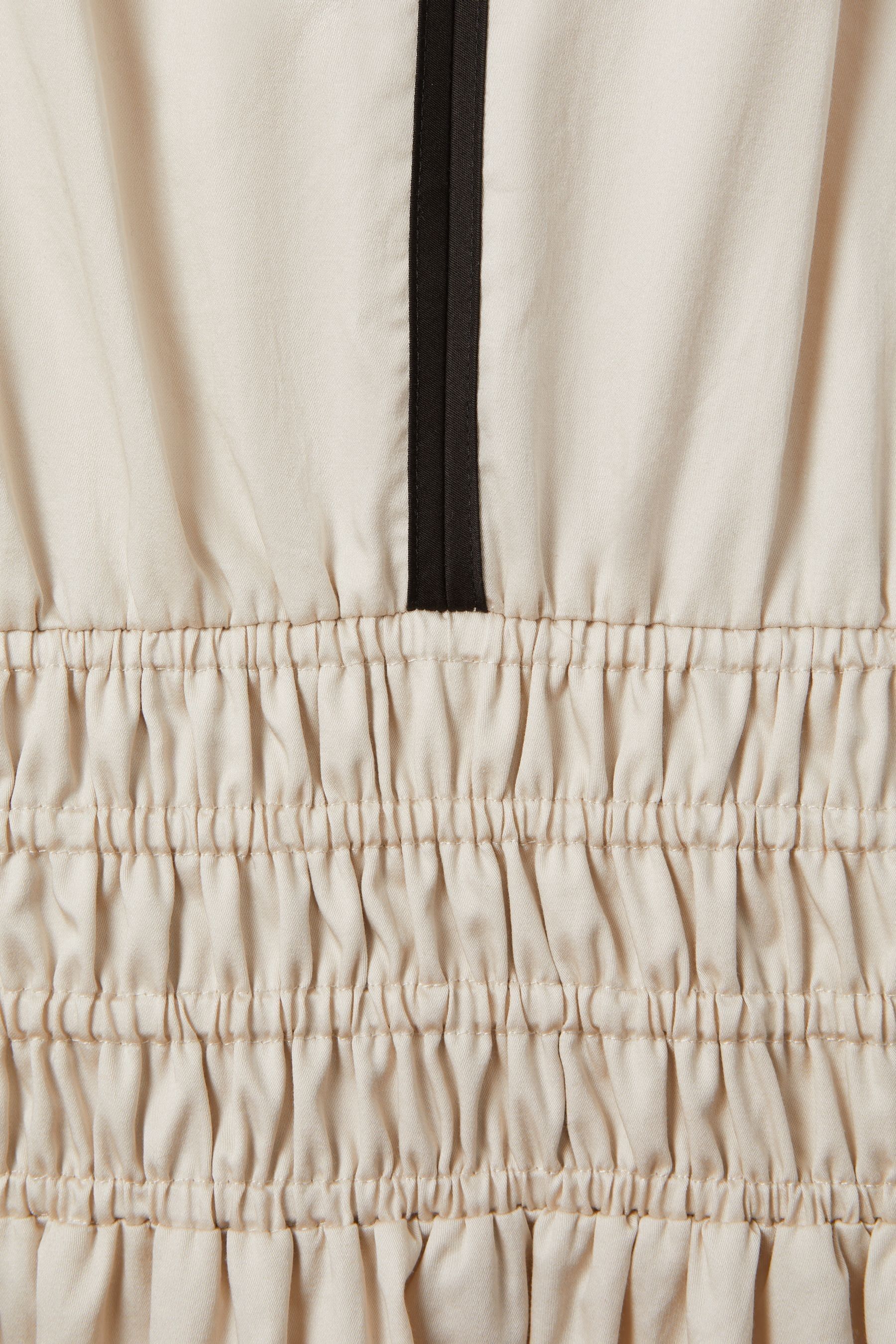 Buy Reiss Neutral Black Lena Cotton Ruched Waist Midi Dress from
