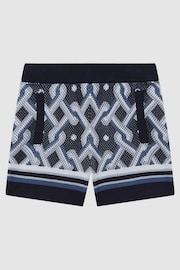 Reiss Navy Multi Jack Senior Knitted Elasticated Waistband Shorts - Image 2 of 6