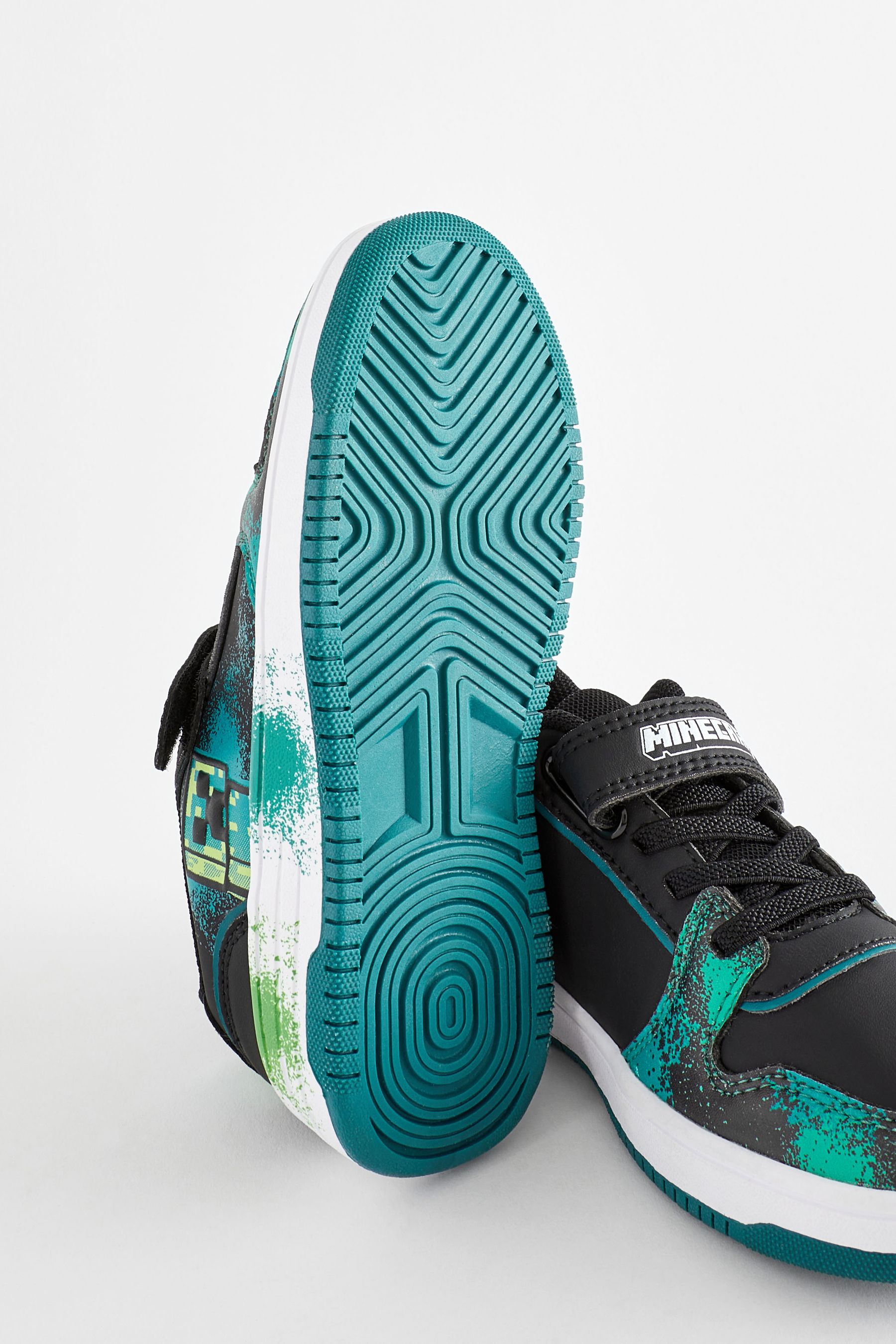 Buy Black Green Minecraft One Strap Elastic Lace Trainers from Next Canada