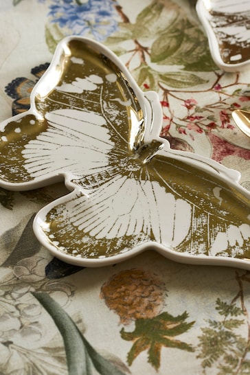 Clarke & Clarke White/Gold Butterfly Platter