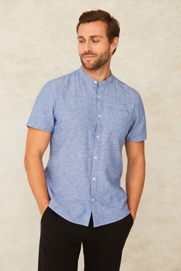 F&F Blue Linen Short Sleeve Shirt