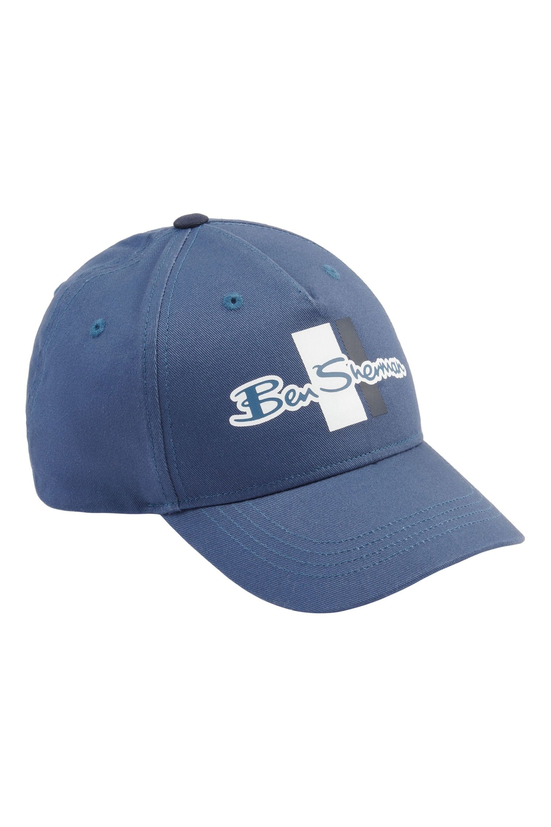 Ben Sherman Blue Mod Script Baseball Cap - Image 1 of 3