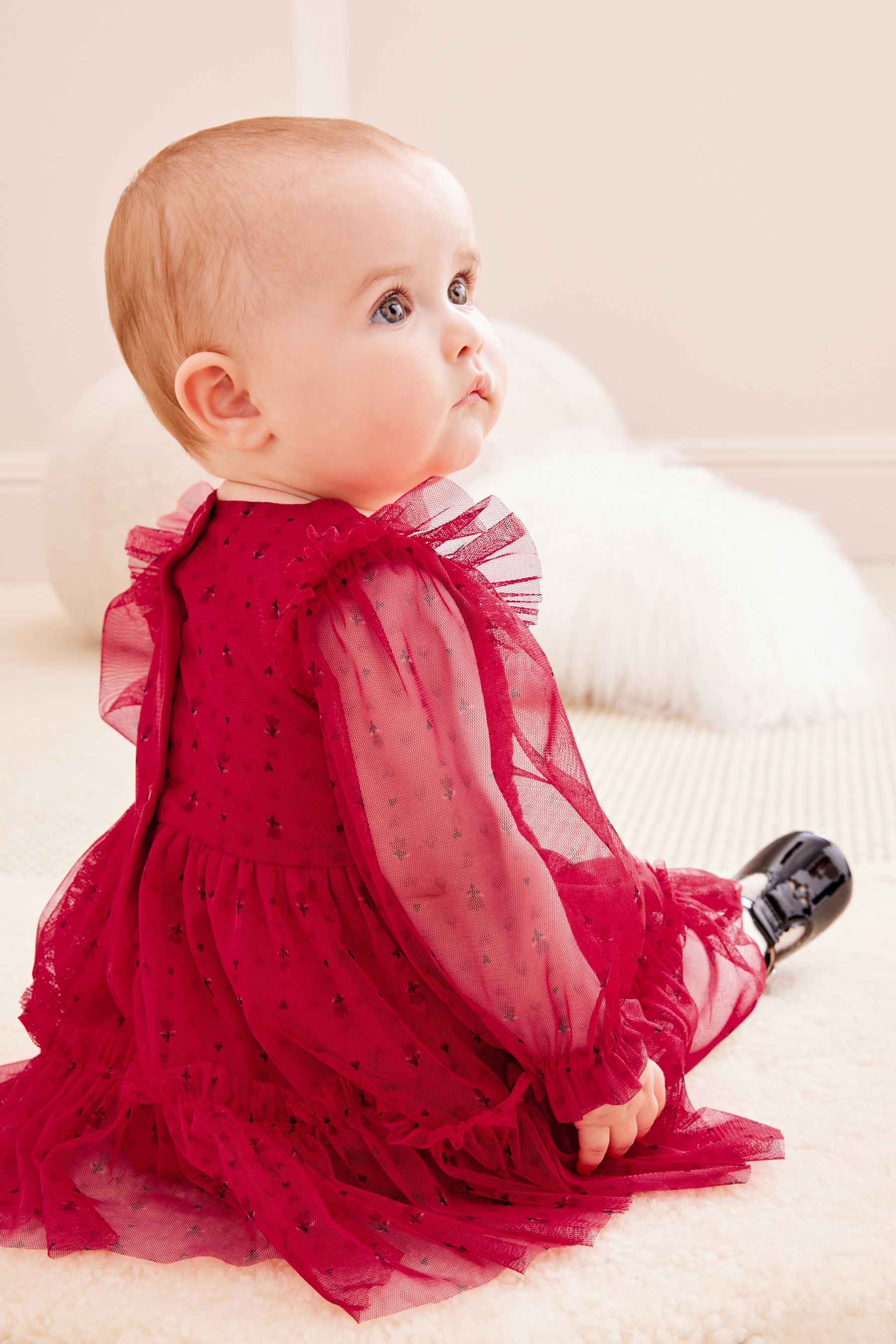 Buy Red Mesh Baby Prom Dress 0mths 2yrs from Next Luxembourg