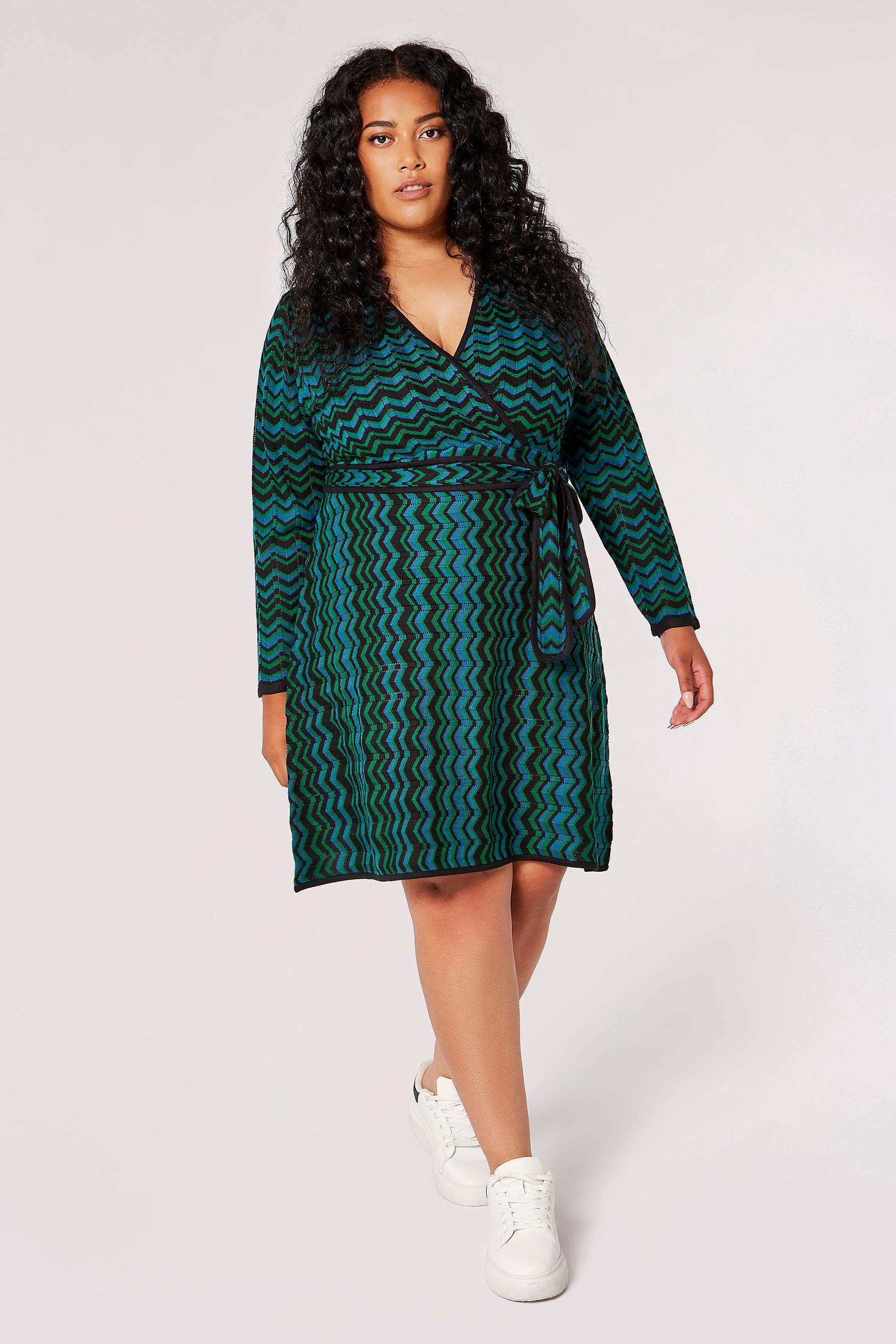 Faux wrap dress plus size sales
