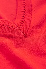 Boden Red Catriona Cotton V-Neck Jumper - Image 6 of 6