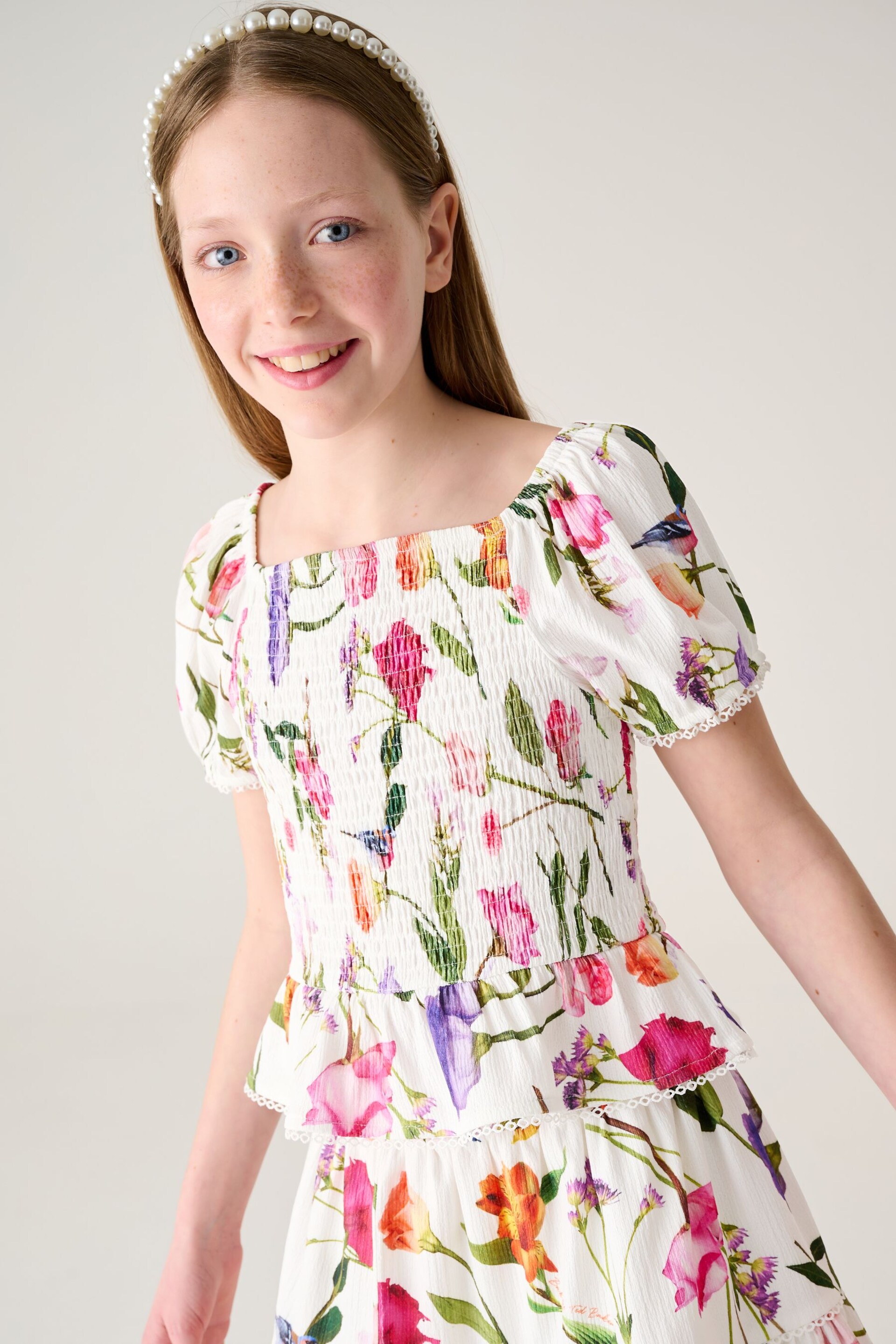 Baker by Ted Baker Floral Shirred Top and Skirt Set - Image 6 of 12