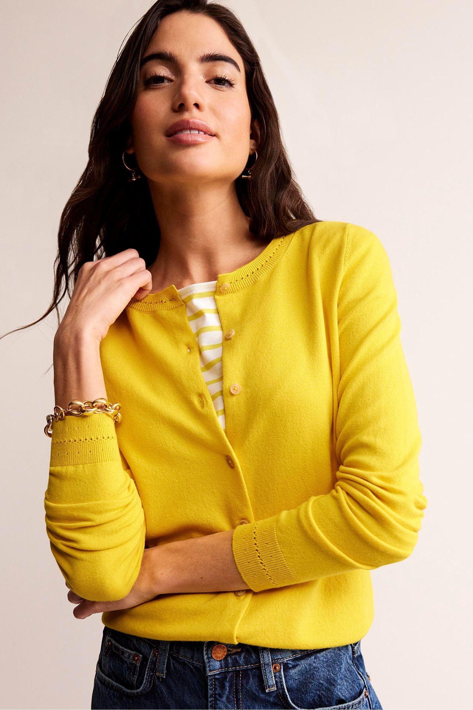 Buy Boden Yellow Catriona Cotton Cardigan from Next Luxembourg