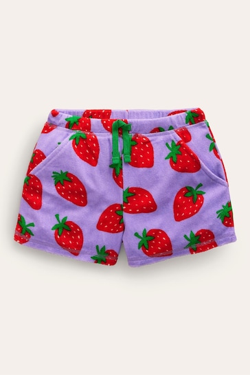 Boden Purple Printed Towelling Shorts