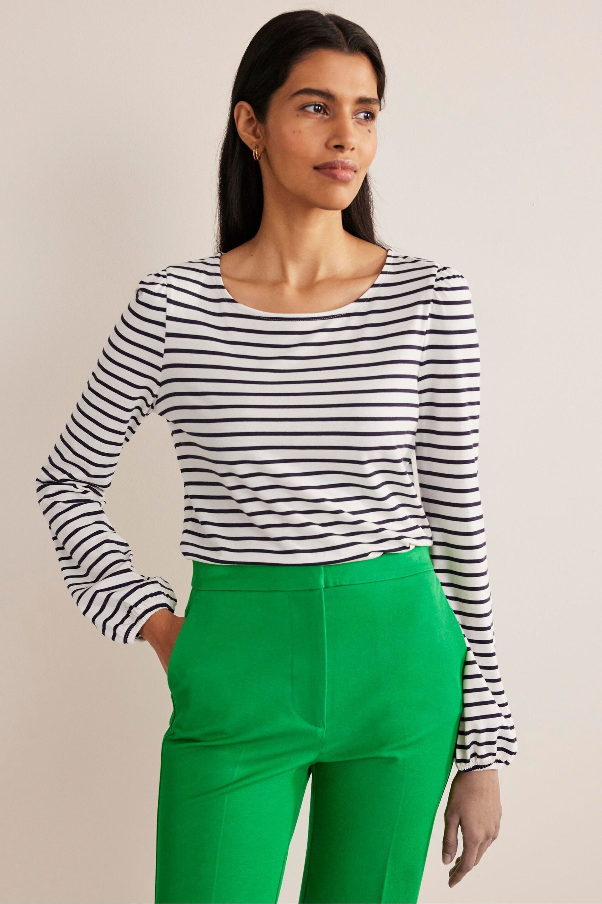 Boden Cream Supersoft Long Sleeve Top - Image 3 of 5