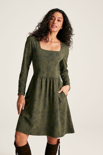 Joules Neve Green Long Sleeve Jersey Dress