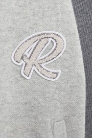 Reiss Soft Grey Belsize Junior Cotton Blend Varsity Bomber Jacket - Image 6 of 6