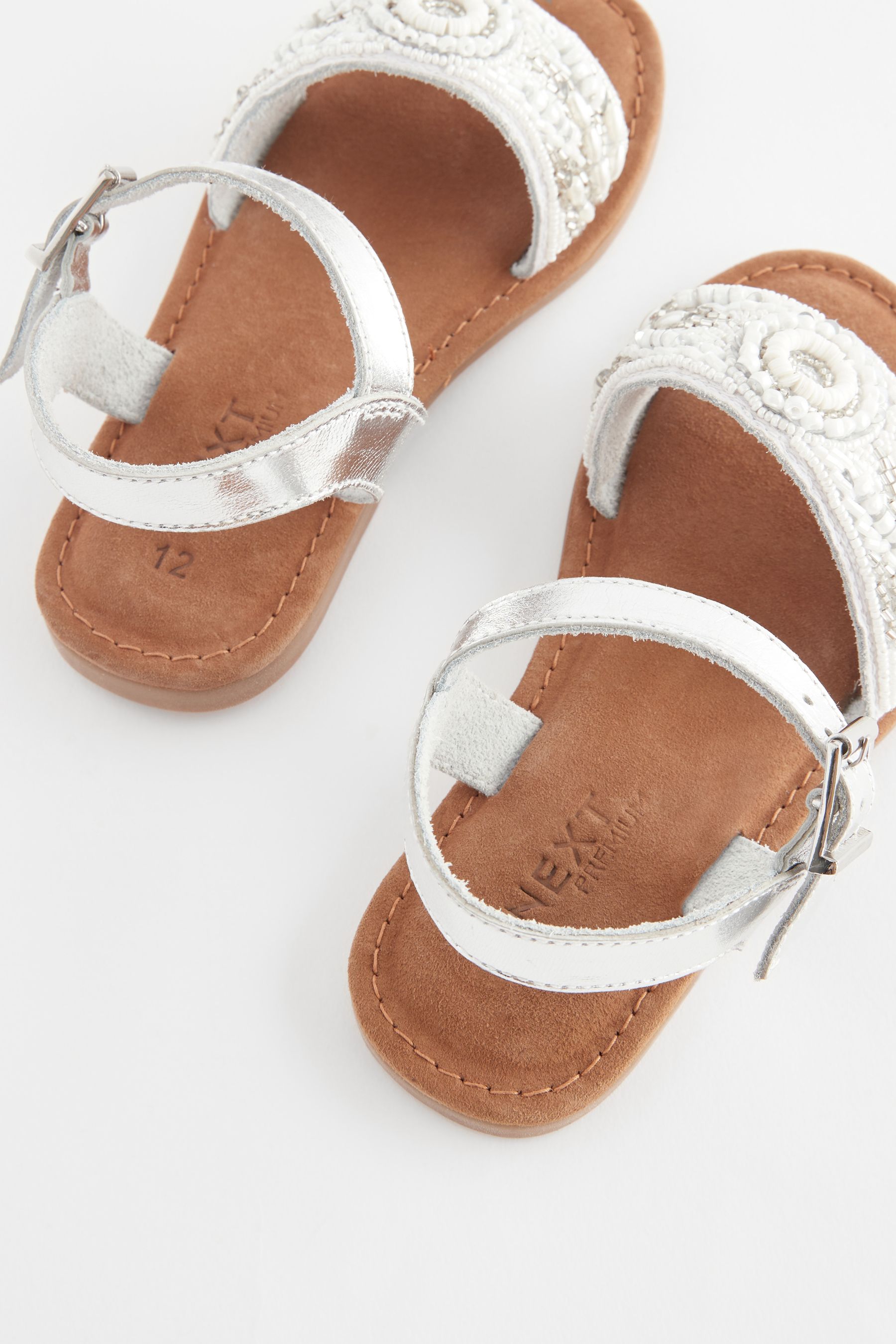 Buy White Beaded Leather Occasion Sandals from Next Luxembourg