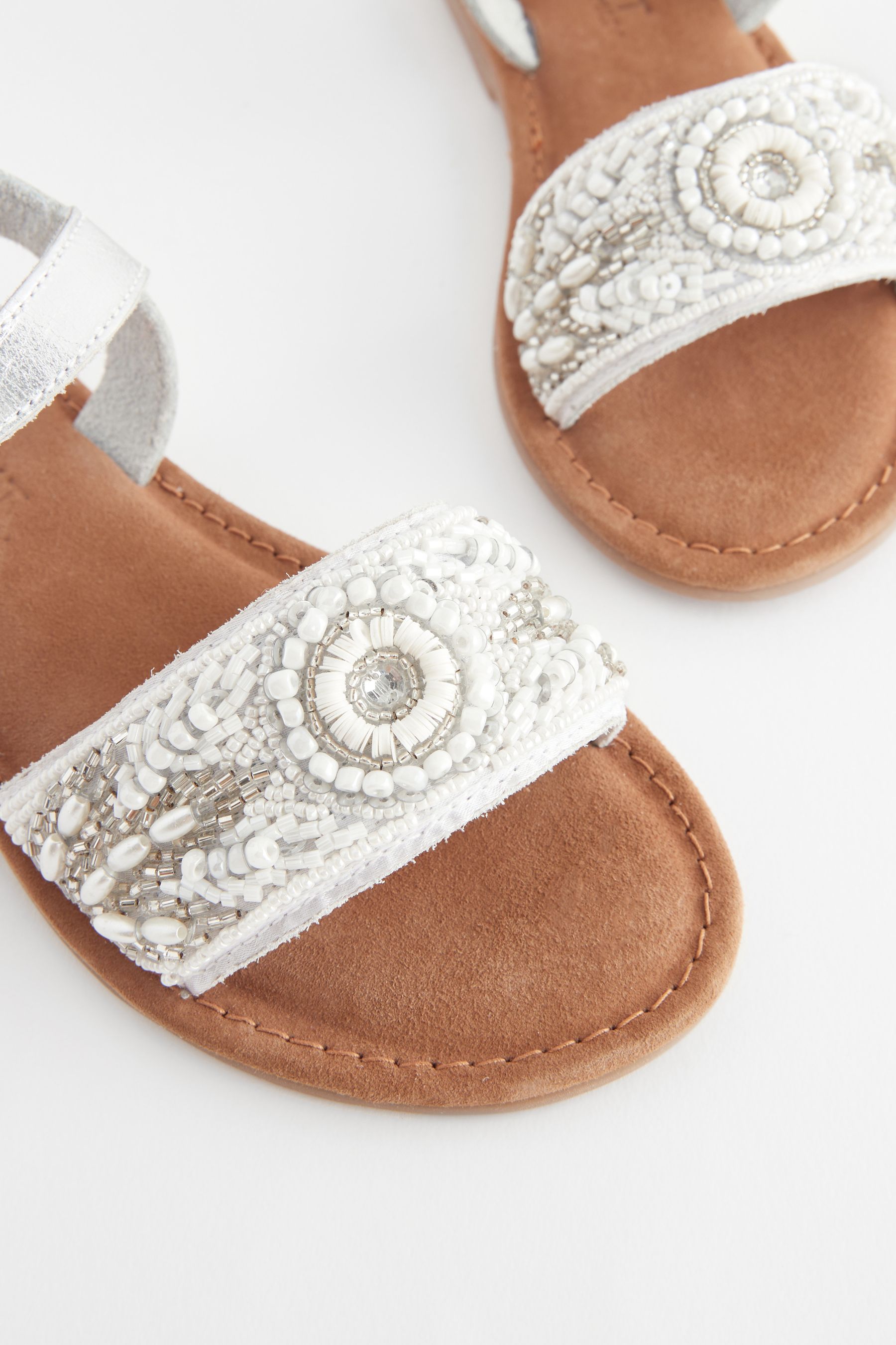 White beaded sandals top