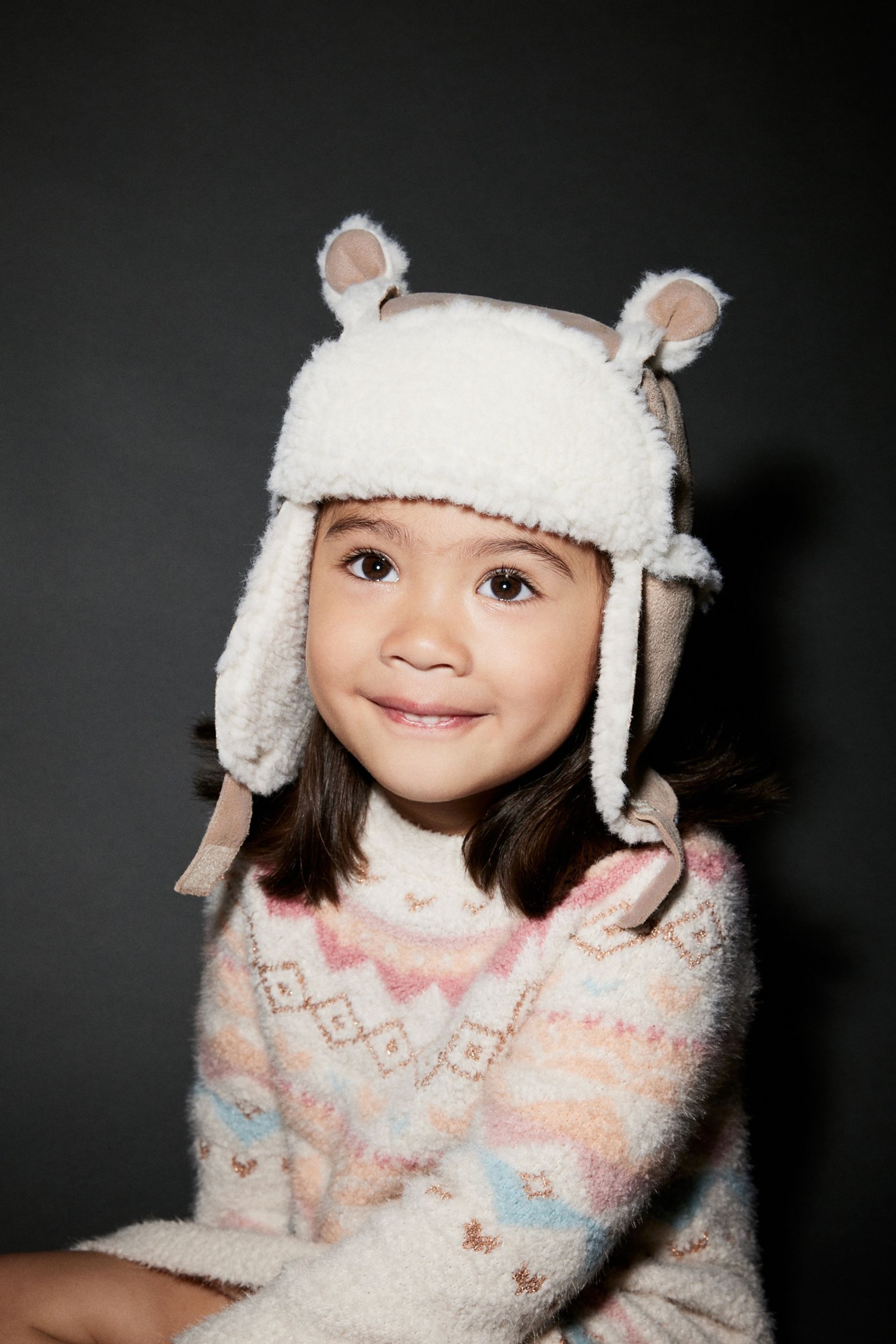 Neutral Faux Shearling Trapper Hat (1-6yrs) - Image 2 of 6