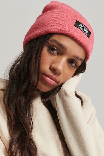 Superdry Pink Classic Knitted Beanie Hat