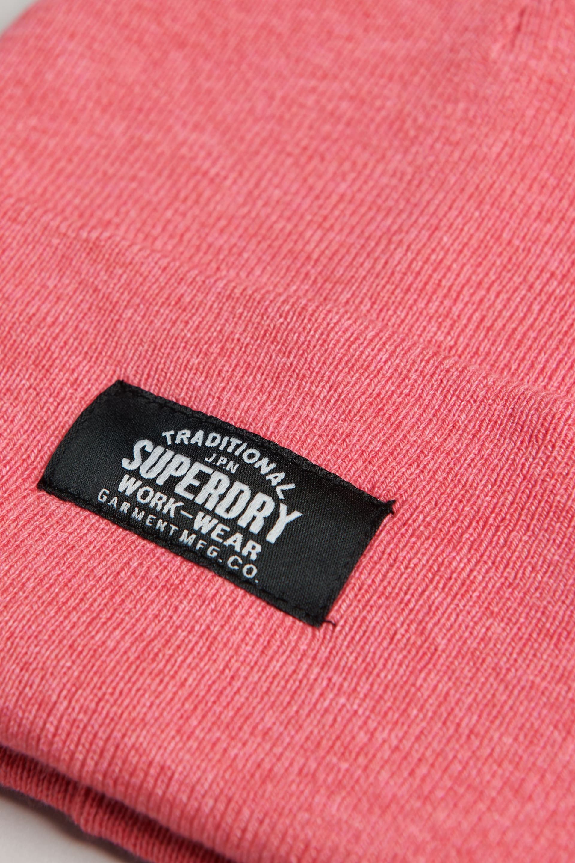 Superdry Pink Classic Knitted Beanie Hat - Image 3 of 3