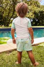 Green/White Smiles Sunsafe Top and Shorts Set (3mths-7yrs) - Image 2 of 8