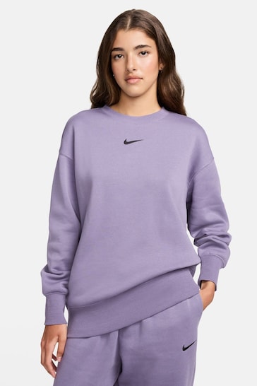 Nike Dark Purple Oversized Mini Swoosh Sweatshirt