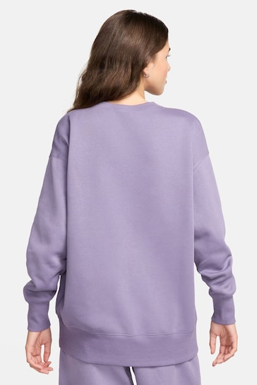 Nike Dark Purple Oversized Mini Swoosh Sweatshirt