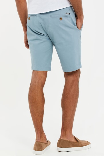 Threadbare Blue Cotton Slim Fit Chino Shorts With Stretch