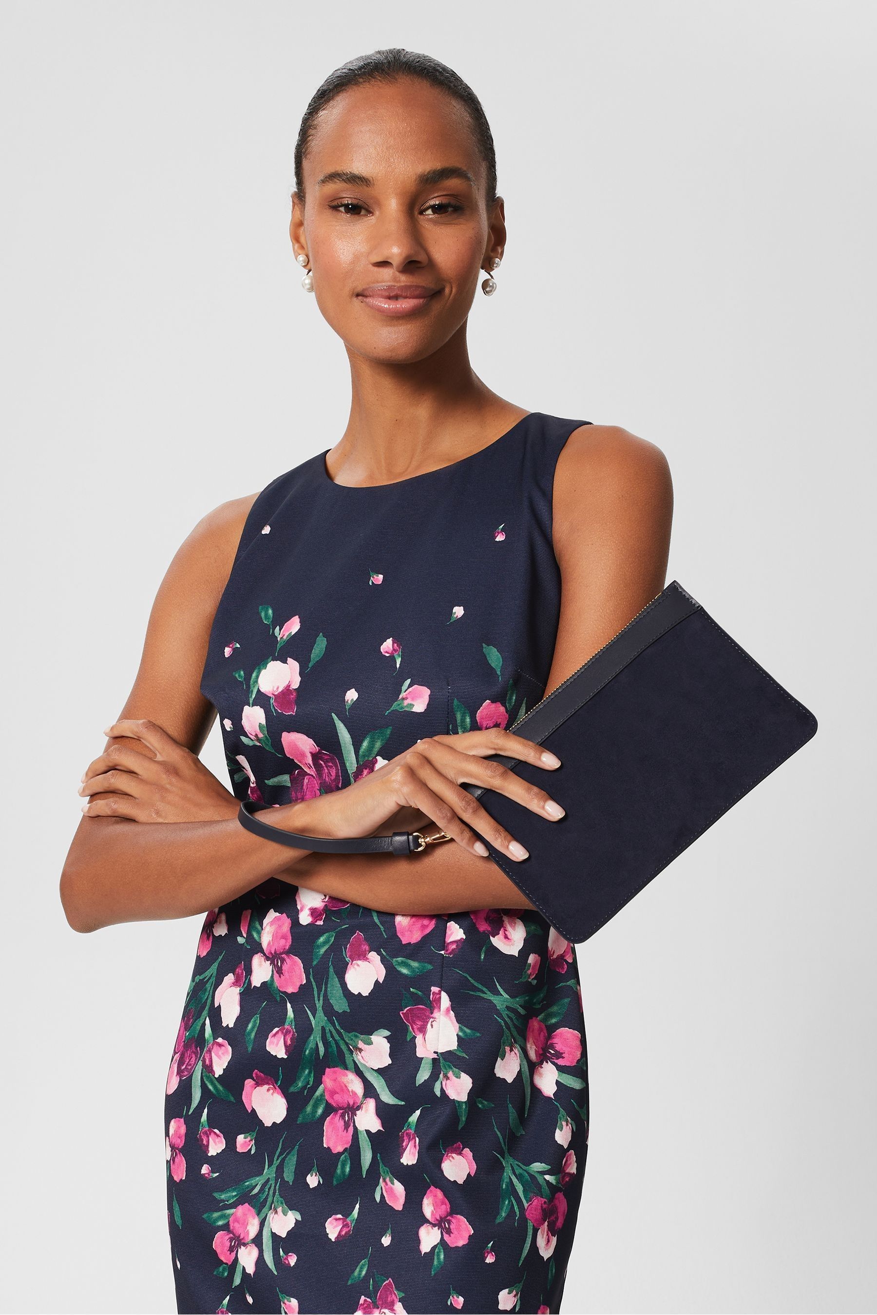 Hobbs navy outlet clutch bag