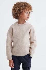 Reiss Oatmeal Melange Prague Junior Merino Crew Neck Jumper - Image 1 of 6