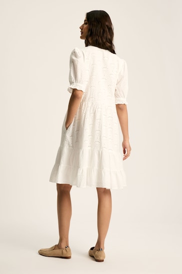 Joules Isabel White Cotton Broderie Dress