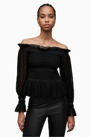 AllSaints Black Layla Top - Image 1 of 7