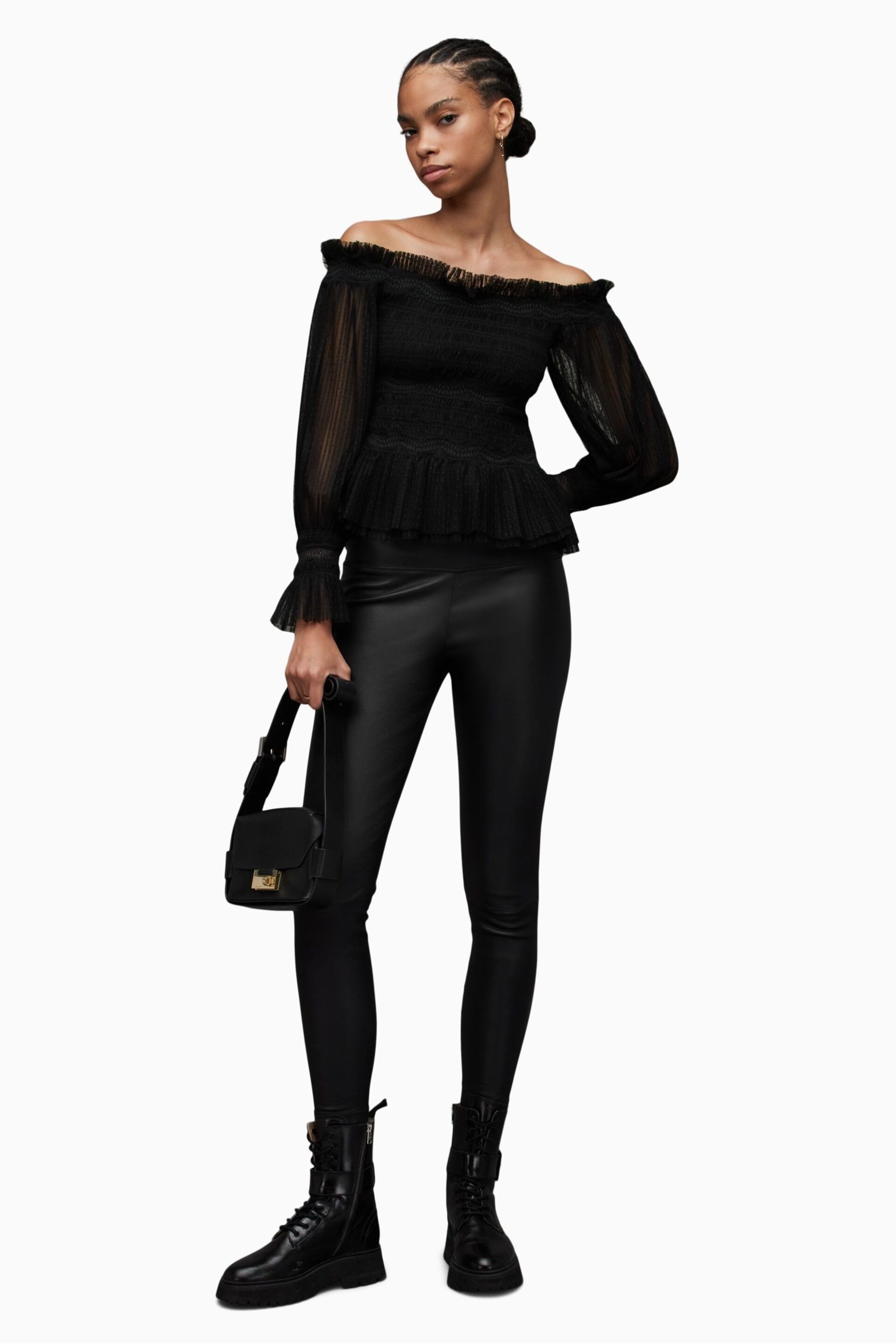 AllSaints Black Layla Top - Image 3 of 7