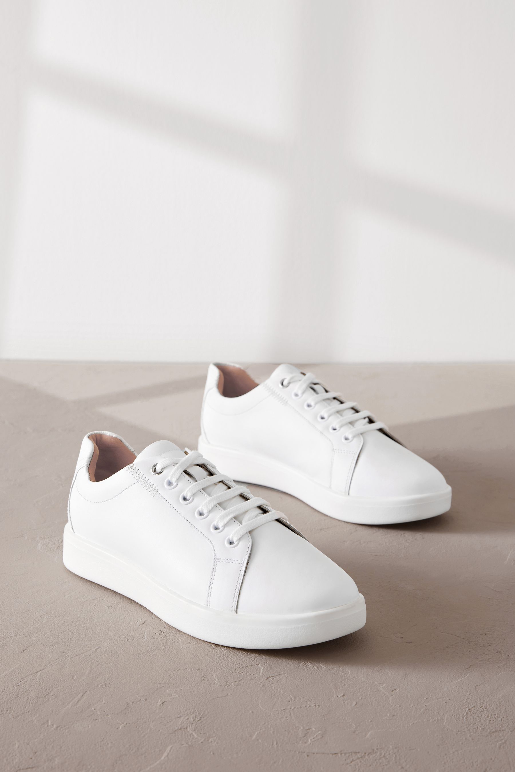 Buy White Signature Leather Lace Up Trainers from the Next UK online shop