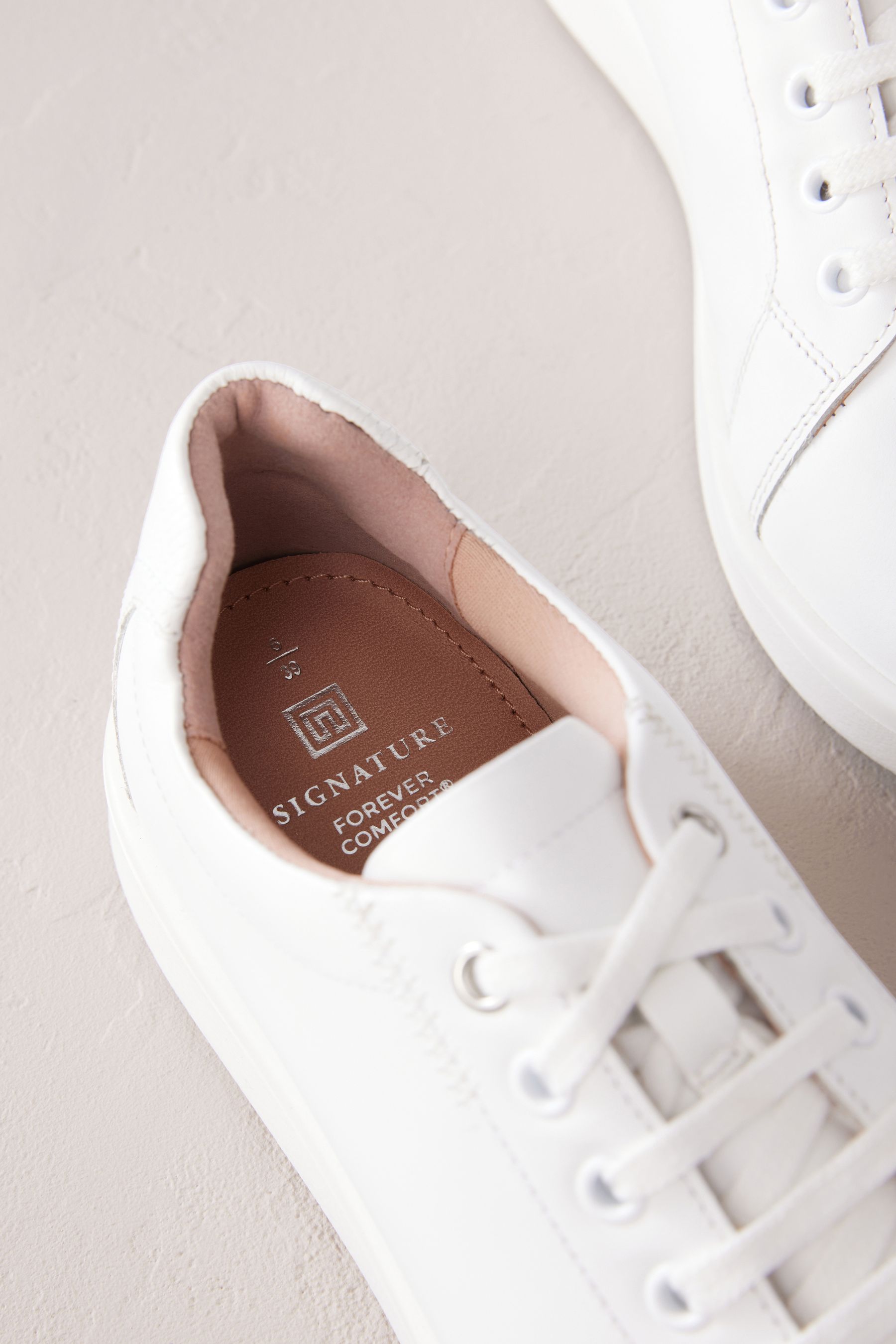 Next white leather trainers sales