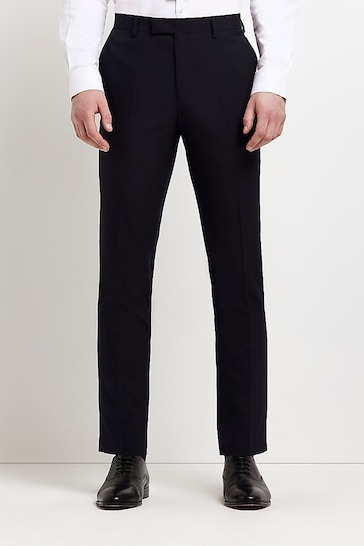 River Island Navy Blue Skinny Twill Suit Trousers