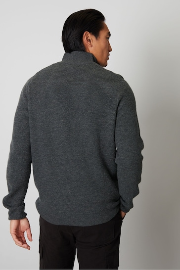 Threadbare Grey Lightweight 1/4 Zip Knitted Jumper