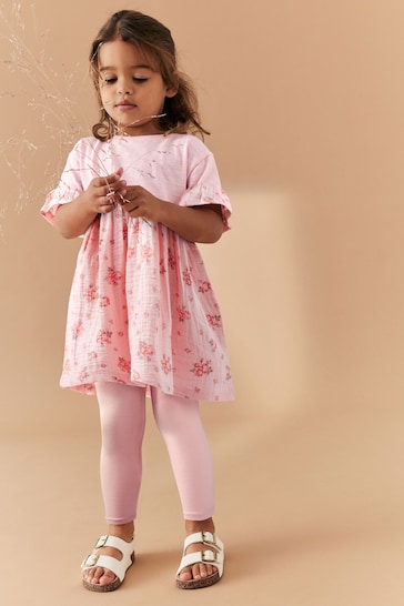 Pink Relaxed Day Dress and Leggings Set (3mths-7yrs)