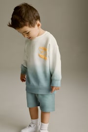 Light Blue Dip Dye Backprint Sweatshirt and Shorts Set (3mths-7yrs) - Image 3 of 7