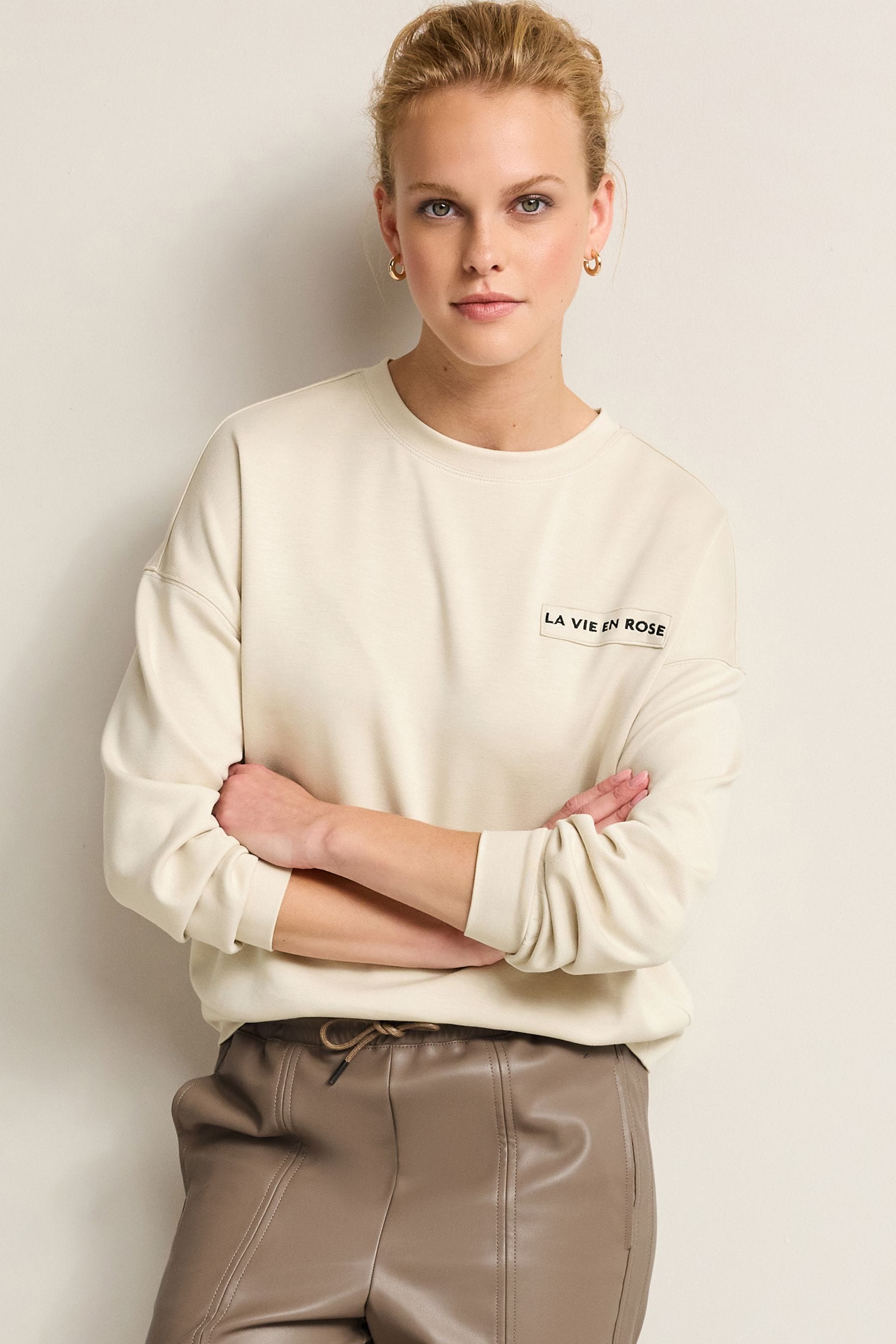Buy Ecru White La Vie En Rose Slinky Soft Touch Sweatshirt from