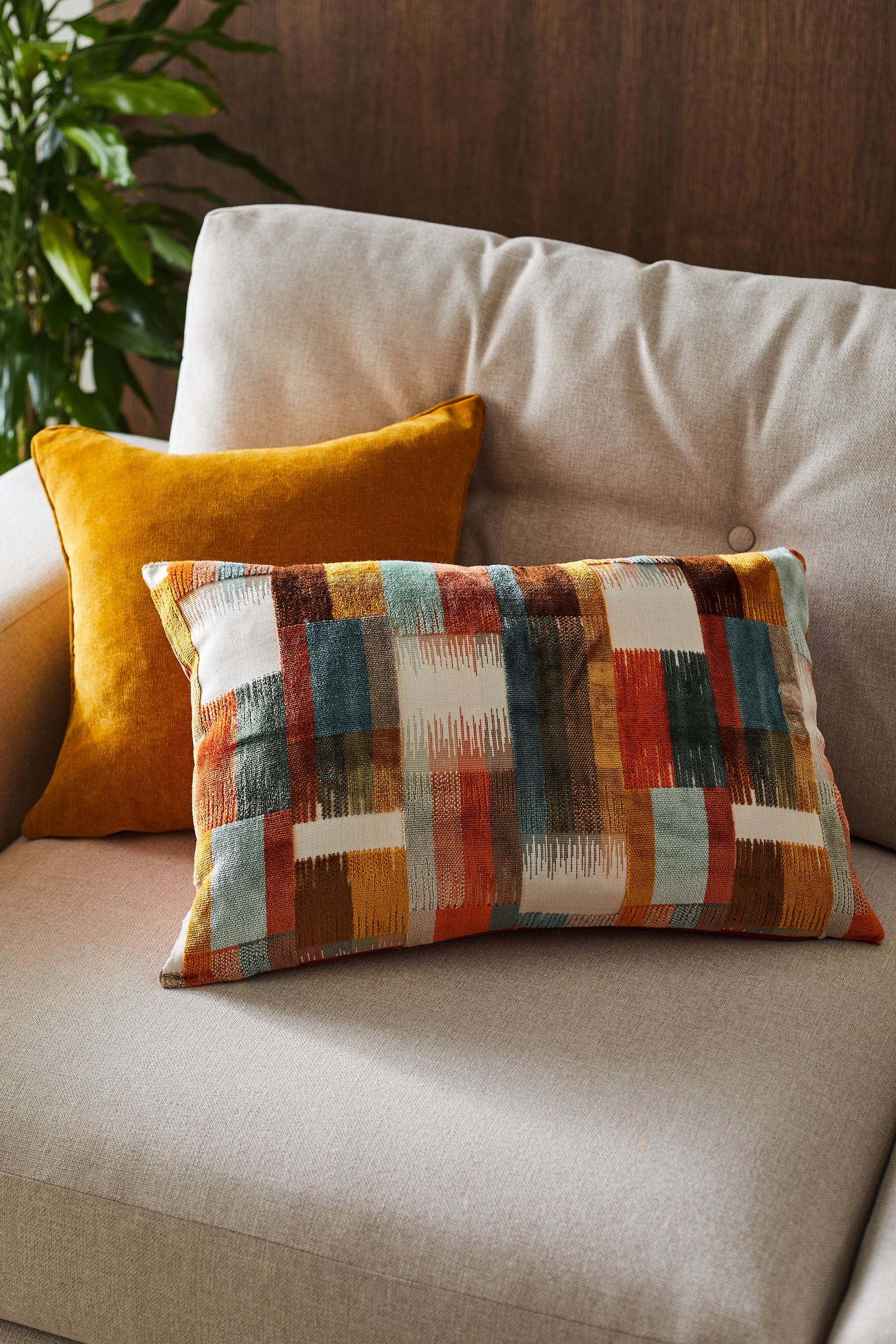 Orange Cut Velvet Retro Etch 40 x 59cm Cushion