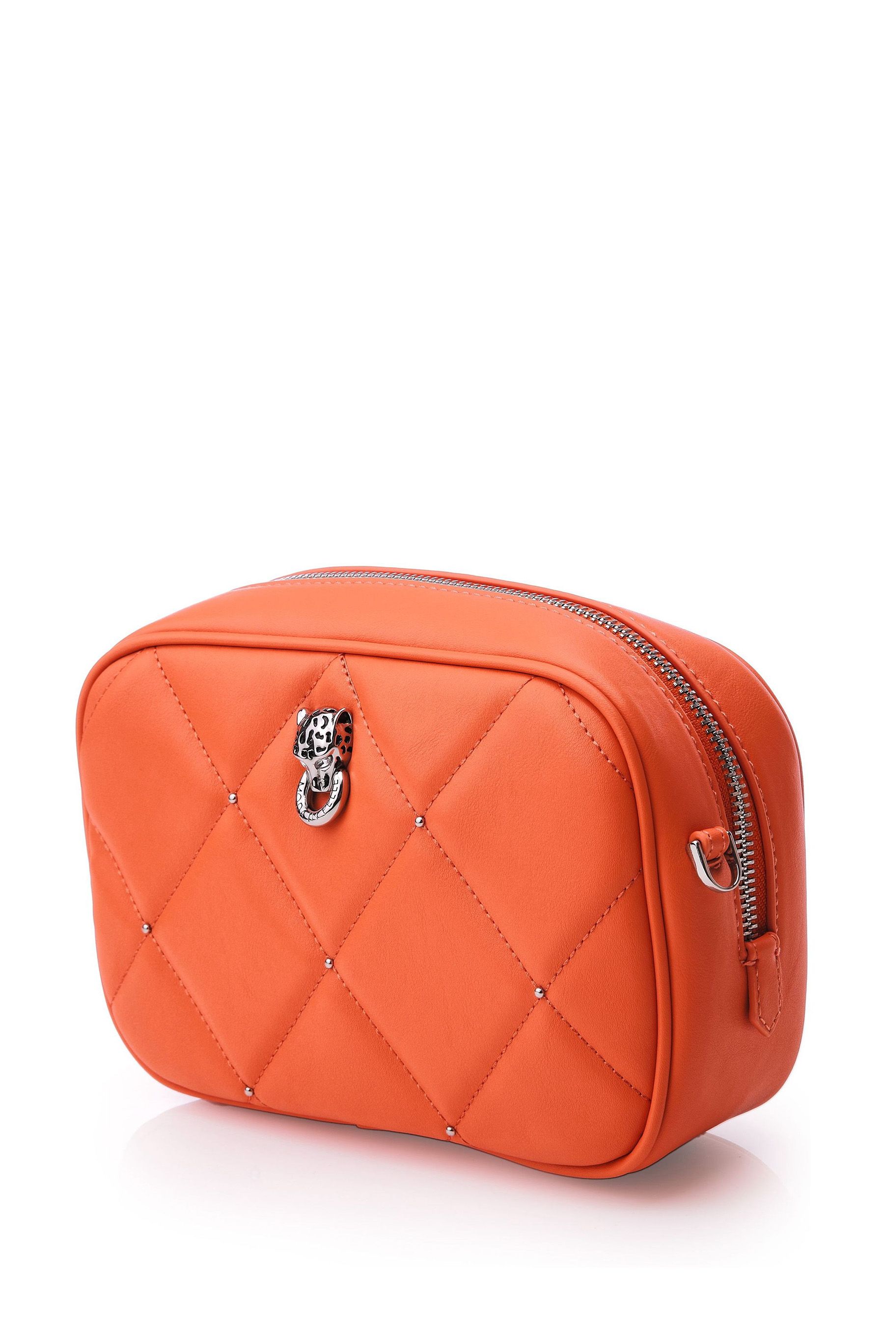 Buy Moda in Pelle Orange Quilted Cross Body Camera Bag With Stud Trims from Next Luxembourg